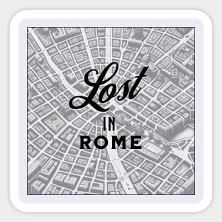 Rome B/W Retro City Street Map Pencil Drawing Sticker